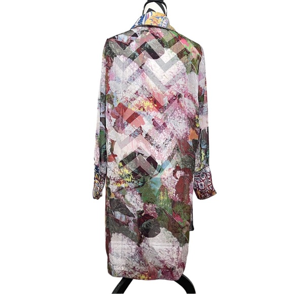 Radzoli Sheer Floral Boho Botanical Sz L Button Down Front Tunic Top - Picture 6 of 9